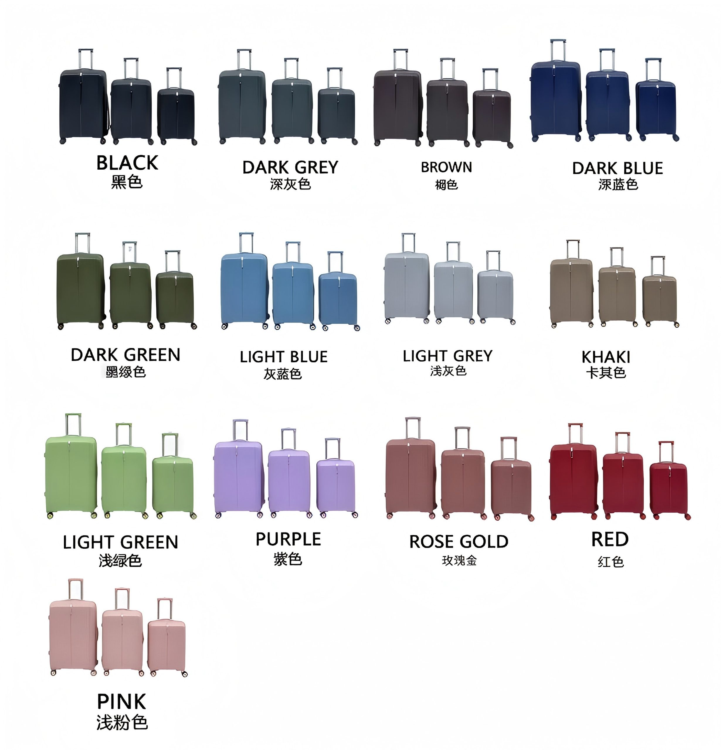 Voyaguer PP 3pc/4pc/5pc Set (Beige, Purple, Dark Blue, Dark Grey, Black, Khaki, Light Green, Rose Gold, Red) - Image 2
